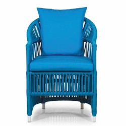 Casa Padrino Luxury Garden Chair with Armrests Blue H. 82 cm - Garden & Patio Furniture