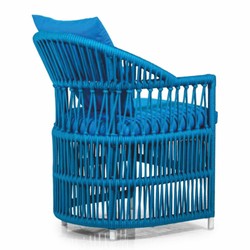 Casa Padrino Luxury Garden Chair with Armrests Blue H. 82 cm - Garden & Patio Furniture