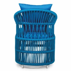 Casa Padrino Luxury Garden Chair with Armrests Blue H. 82 cm - Garden & Patio Furniture