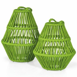 Casa Padrino Conjunto de Faroles de Jardín de Lujo Verde - Accesorios de Decoración para Jardín y Patio