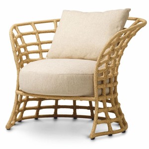 Casa Padrino sillón de lujo de ratán sintético natural / arena - Muebles de jardín