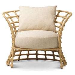 Casa Padrino sillón de lujo de ratán sintético natural / arena - Muebles de jardín