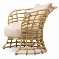 Casa Padrino sillón de lujo de ratán sintético natural / arena - Muebles de jardín