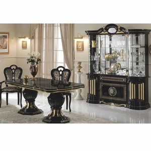 Casa Padrino Luxus Barock Esstisch Schwarz / Gold 185-230 cm - Made in Italy