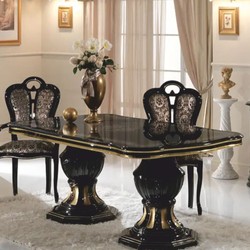 Casa Padrino tavolo da pranzo barocco di lusso nero / oro 185-230 cm - Fatto in Italia