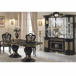Casa Padrino tavolo da pranzo barocco di lusso nero / oro 185-230 cm - Fatto in Italia