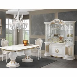 Casa Padrino table à manger baroque de luxe blanc / or 185-230 cm - Fabriquée en Italie