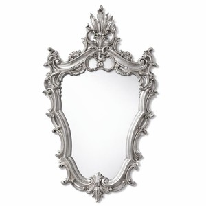 Casa Padrino specchio barocco di lusso in legno massello argento A. 73 cm - Fatto in Italia