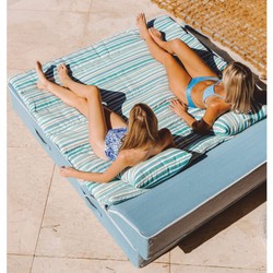 Casa Padrino tumbona doble de jardín de lujo azul claro / blanco 180 x 160 cm - Accesorios de hoteles