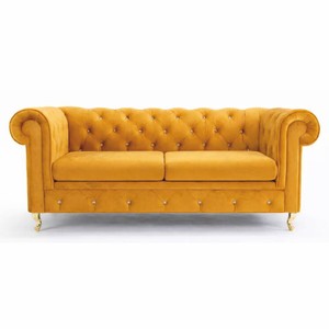 Casa Padrino divano letto Chesterfield giallo / oro 212 cm - Mobili per soggiorno