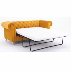 Casa Padrino canapé-lit Chesterfield jaune / or 212 cm - Meubles de salon