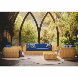 Luxus Garten Terrassen Hotel Pool Möbel Set Naturfarben Blau
