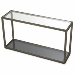 Luxus Aluguss Konsole Konsolentisch mit Glasplatten Bronze Grau