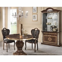 Casa Padrino table à manger baroque de luxe marron / or 110-150 cm - Fabriquée en Italie