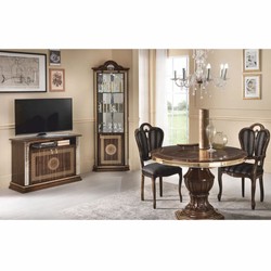 Casa Padrino table à manger baroque de luxe marron / or 110-150 cm - Fabriquée en Italie