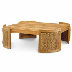 Casa Padrino Luxury Garden Table Natural 100 cm - Outdoor Garden Coffee Table