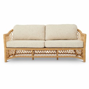 Casa Padrino sofá de jardín de lujo de ratán artificial natural 180 cm - Muebles de jardín