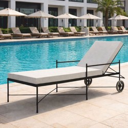 Casa Padrino Luxury Garden Lounger Black / Gray 190 cm - Hotel & Garden Furniture