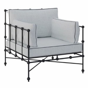Casa Padrino sillón de lujo de hierro forjado negro / gris 90 cm - Sillón para hotel y jardín