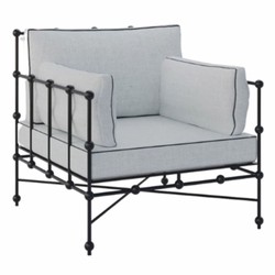 Casa Padrino fauteuil de luxe en fer forgé noir / gris 90 cm - Fauteuil hôtel et jardin
