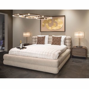 Casa Padrino Luxus Doppelbett Naturfarben 180 x 210 cm - Schlafzimmer Möbel