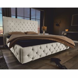 Chesterfield Bett Doppelbett Beige Schwarz