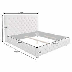 Chesterfield Bett Doppelbett Beige Schwarz