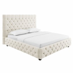 Chesterfield Bett Doppelbett Beige Schwarz