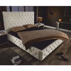 Chesterfield Bett Doppelbett Beige Schwarz