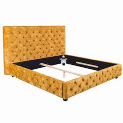 Chesterfield Bett Doppelbett Senfgelb Schwarz