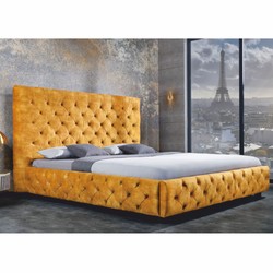 Chesterfield Bett Doppelbett Senfgelb Schwarz