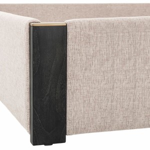 Casa Padrino Luxus Doppelbett Naturfarben / Messing / Schwarzgrau 180 x 210 cm - Schlafzimmer Möbel