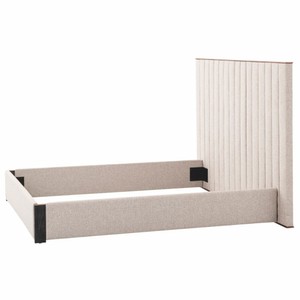 Casa Padrino Luxus Doppelbett Naturfarben / Messing / Schwarzgrau 180 x 210 cm - Schlafzimmer Möbel