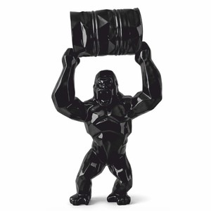 Casa Padrino XXL Garden Decoration Sculpture Gorilla with Barrel Black H. 250 cm