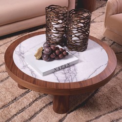 Casa Padrino tavolo da salotto di lusso marrone / bianco-viola Ø 100 cm - Mobili per soggiorno
