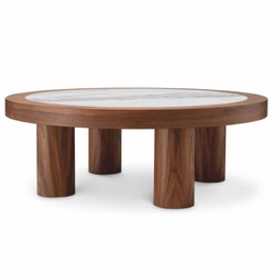 Casa Padrino tavolo da salotto di lusso marrone / bianco-viola Ø 100 cm - Mobili per soggiorno
