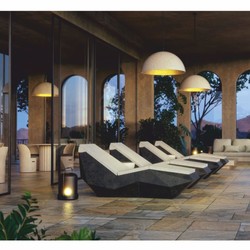Casa Padrino Luxury Garden Lounger Matte Black / Cream 192 cm - Hotel & Garden Furniture