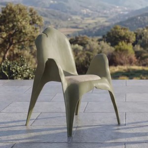 Casa Padrino silla de jardín de lujo con reposabrazos verde mate / gris - Muebles de jardín y terraza