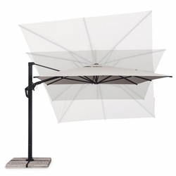 Casa Padrino Luxury Cantilever Parasol with Stand Anthracite / Natural 400 x 300 x H. 273 cm