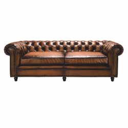 Casa Padrino sofá Chesterfield de lujo de cuero genuino marrón vintage / marrón oscuro 240 cm