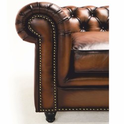 Casa Padrino sofá Chesterfield de lujo de cuero genuino marrón vintage / marrón oscuro 240 cm