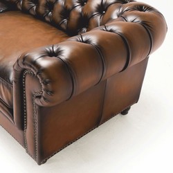 Casa Padrino sofá Chesterfield de lujo de cuero genuino marrón vintage / marrón oscuro 240 cm