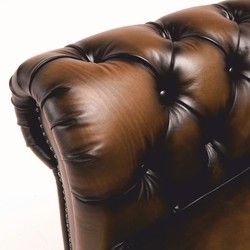 Casa Padrino sofá Chesterfield de lujo de cuero genuino marrón vintage / marrón oscuro 240 cm