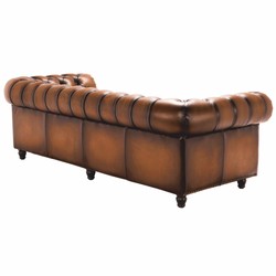 Casa Padrino sofá Chesterfield de lujo de cuero genuino marrón vintage / marrón oscuro 240 cm