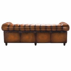 Casa Padrino sofá Chesterfield de lujo de cuero genuino marrón vintage / marrón oscuro 240 cm