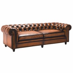 Casa Padrino sofá Chesterfield de lujo de cuero genuino marrón vintage / marrón oscuro 240 cm