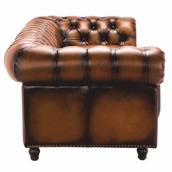 Casa Padrino sofá Chesterfield de lujo de cuero genuino marrón vintage / marrón oscuro 240 cm