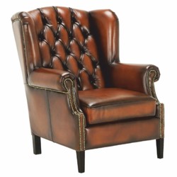 Luxus Chesterfield Leder Echtleder Ohrensessel Vintage Braun Schwarz