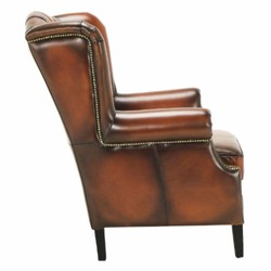 Luxus Chesterfield Leder Echtleder Ohrensessel Vintage Braun Schwarz