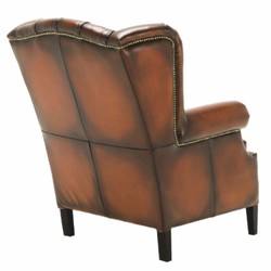 Luxus Chesterfield Leder Echtleder Ohrensessel Vintage Braun Schwarz